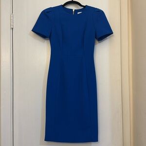 Size 2P Calvin Klein Royal Blue Tulip-Sleeve Sheath Dress